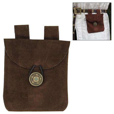 Medieval Renaissance Leather Brown Suede Pouch