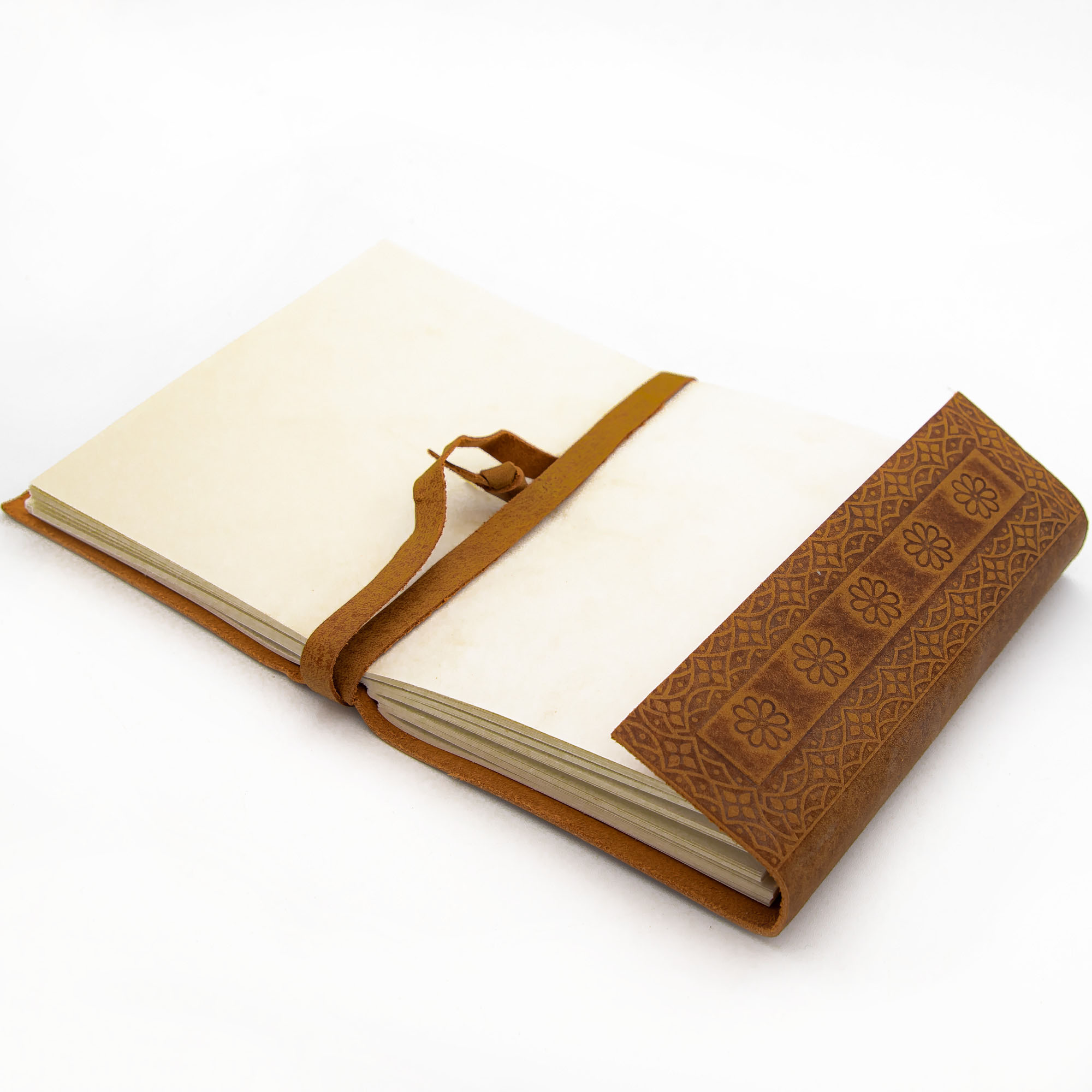 Old-fashioned Cursive Embossed Leather-Bound Journal Choice of Design