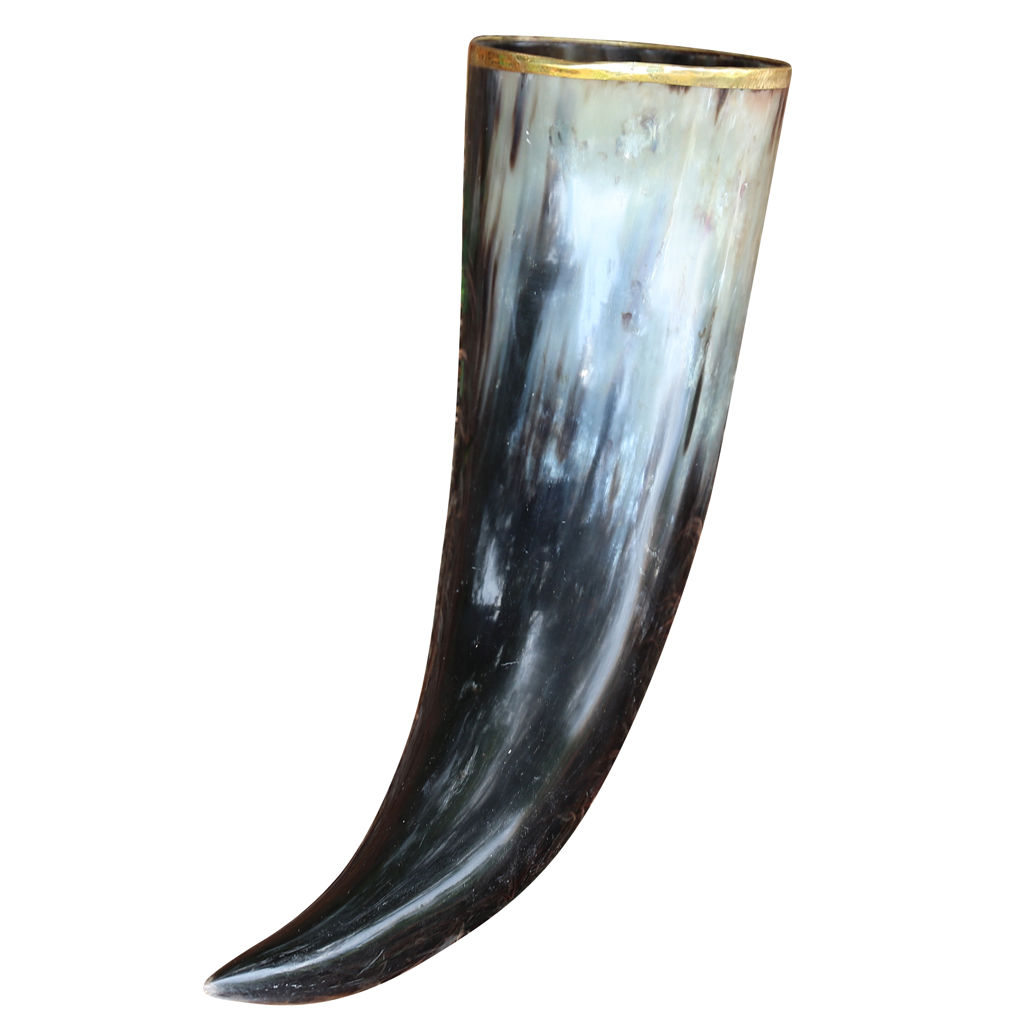 The Hooded Raven ? Large Pure Brass Rim Drinking Horn Canvas POUCH Included