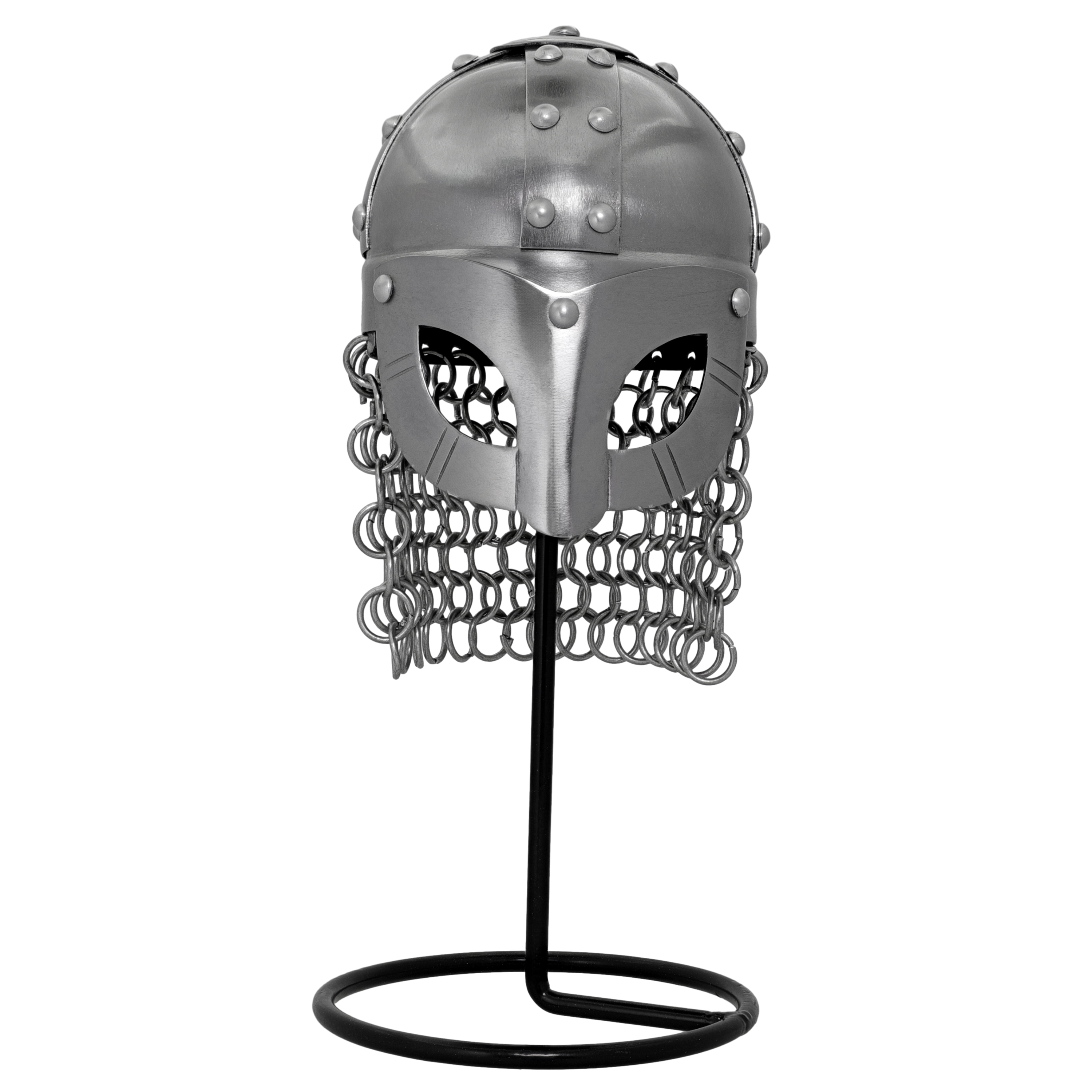 Unshakable PRIDE Miniature 20G Steel Home Office Dcor Display Viking Helm Helmet w/ Chainmail Featu