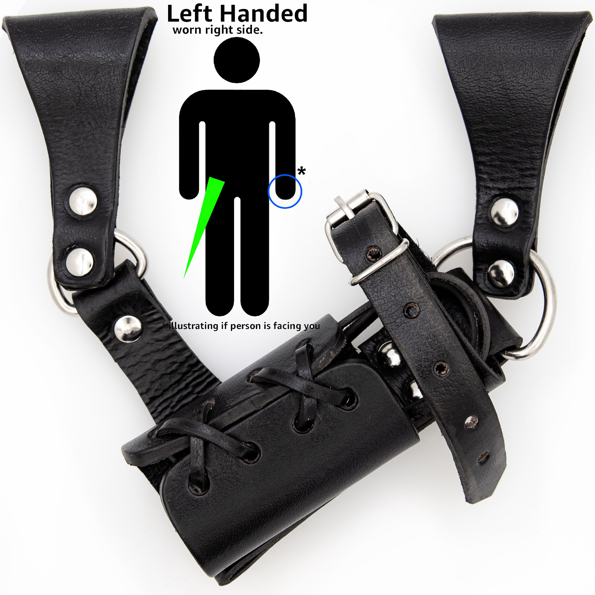 Left-Handed UNIVERSAL Adjustable Bovine Leather Sword Frog | Black