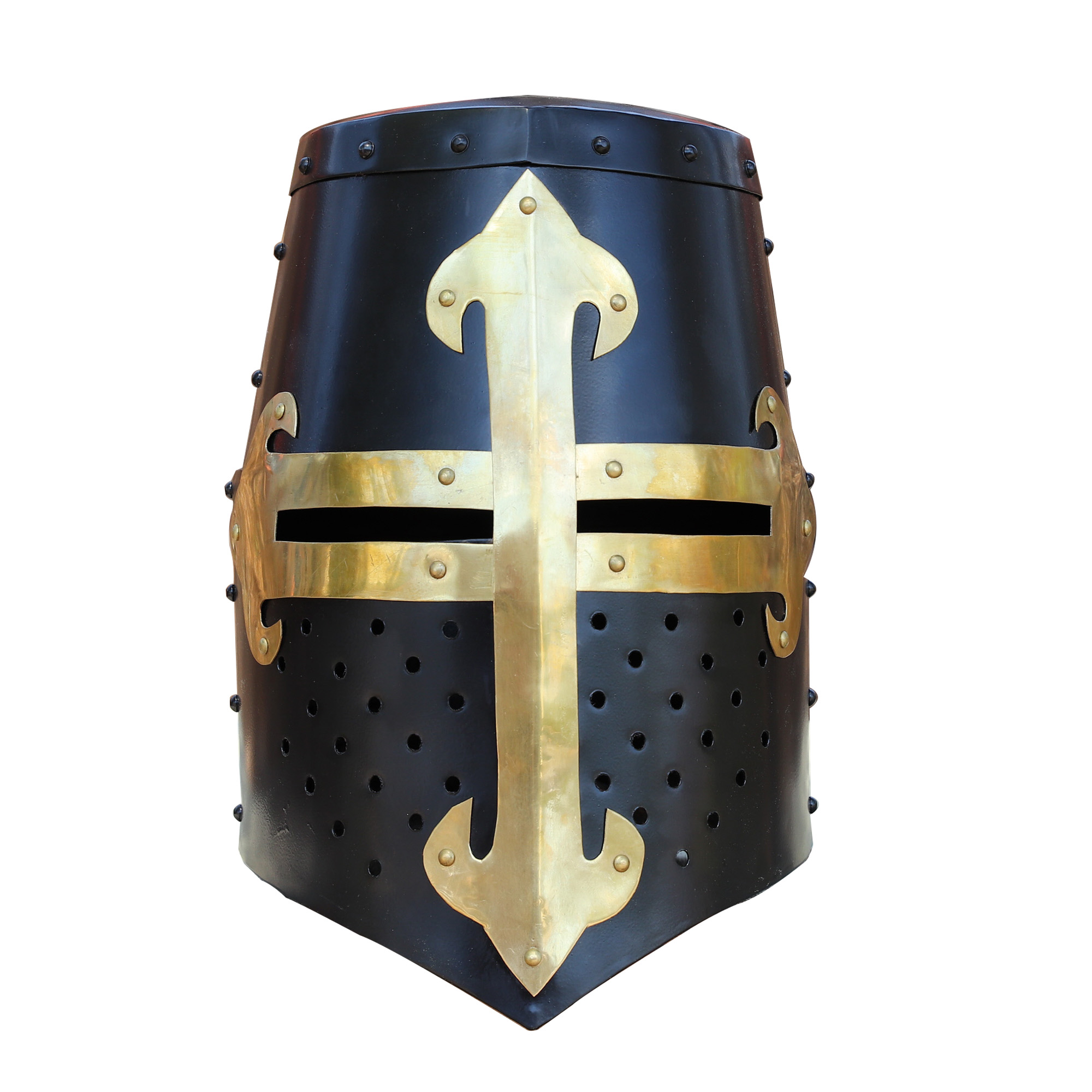 Knights Templar Brass Trimmed Crusader Practice HELMET Without Liner | Black |