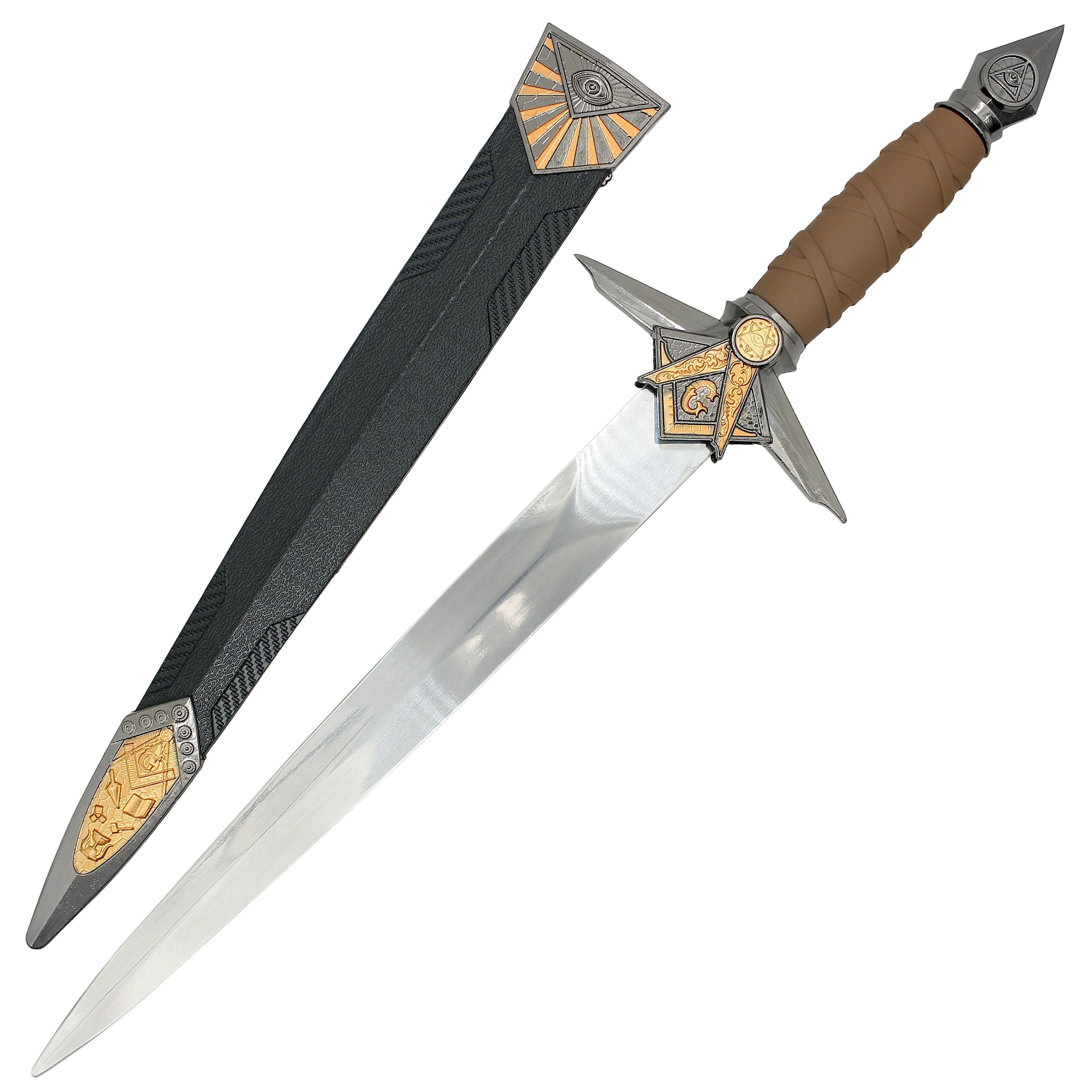 ''Compass Guard MASONIC Dagger with Sheath - 14.56'''' Stainless Steel Blade''
