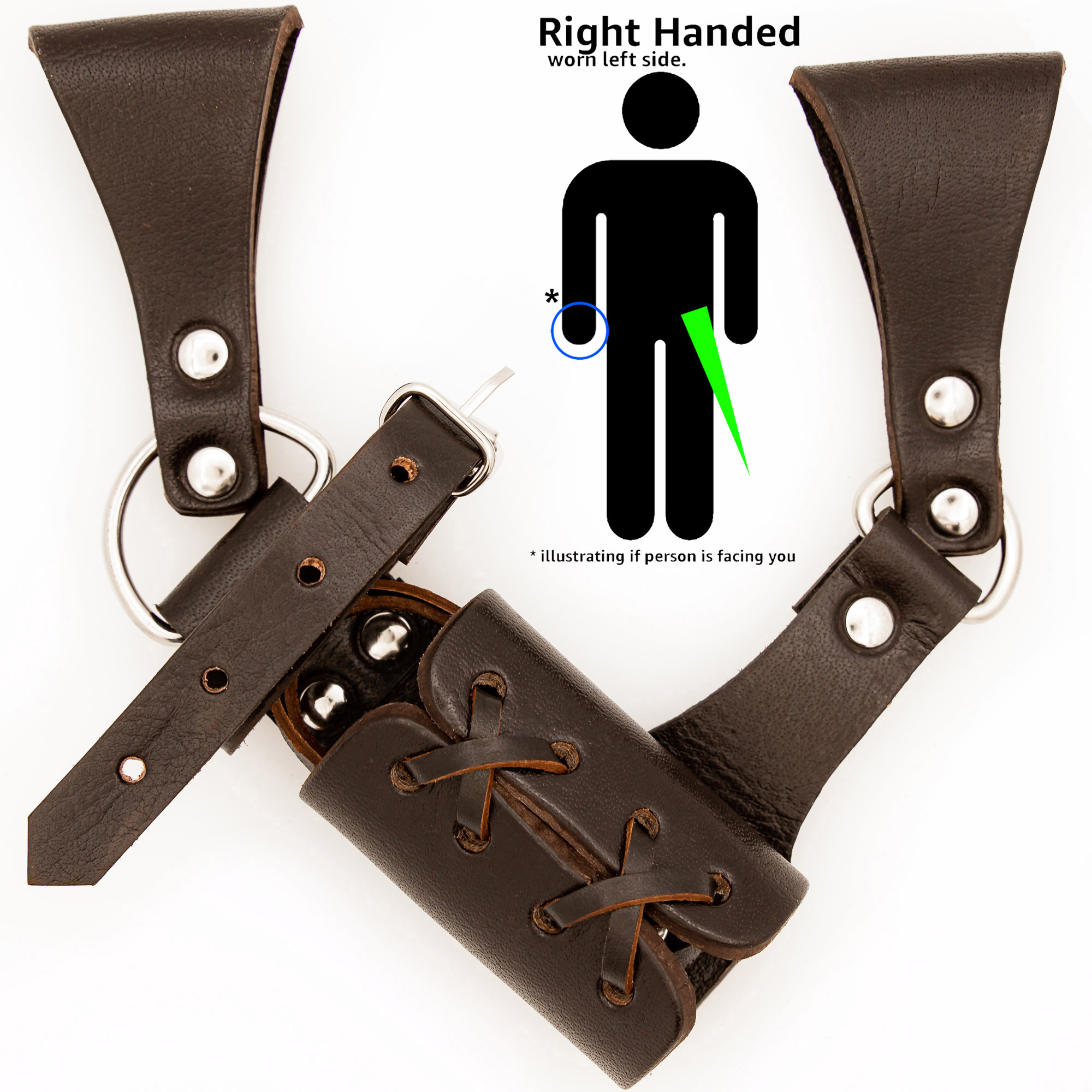 Right-Handed UNIVERSAL Adjustable Bovine Leather Sword Frog | Brown