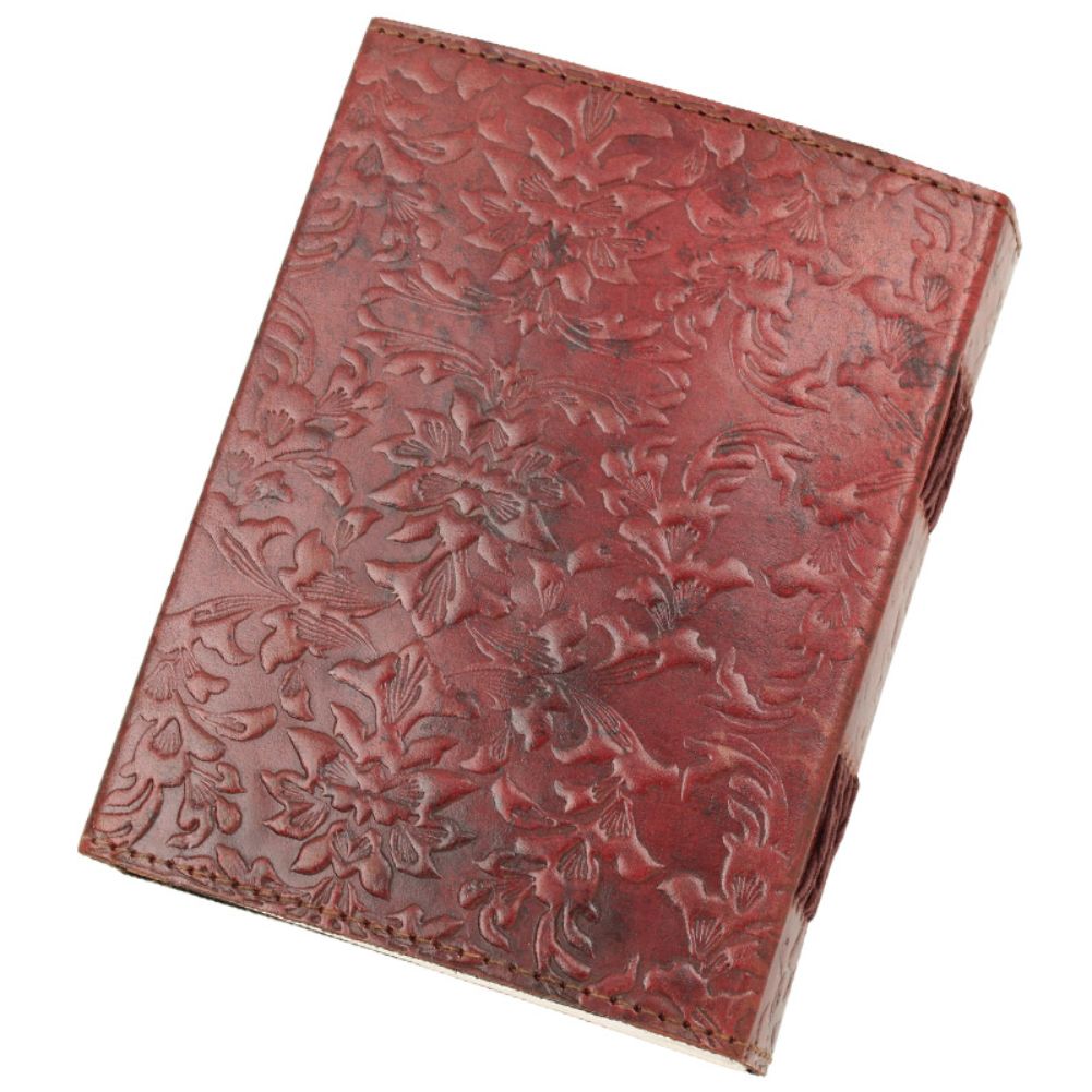 Medieval Flower Embossed Leather Diary & PENCIL