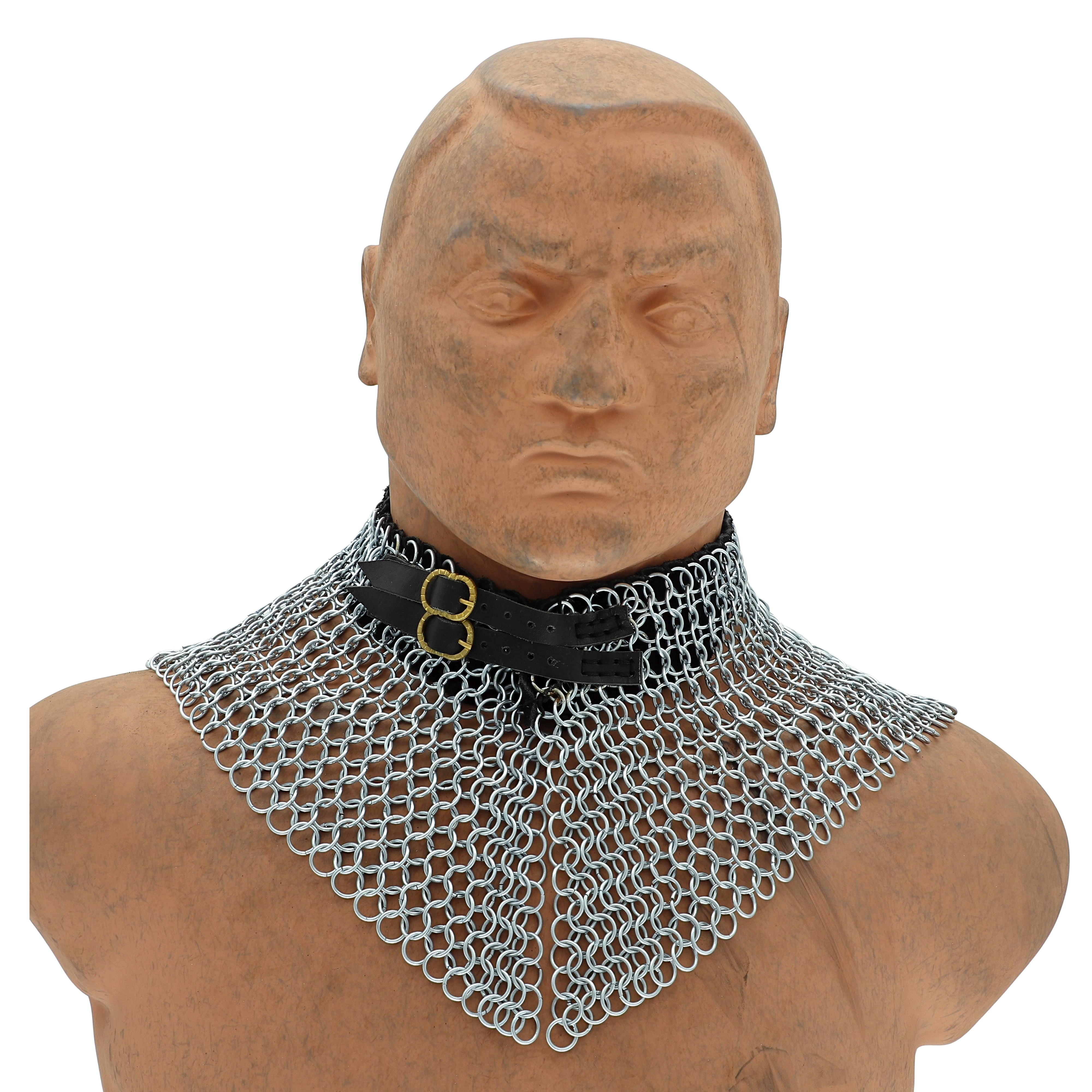 Zinc Mild Steel Chainmail Collar w/ Leather Liner - Butted