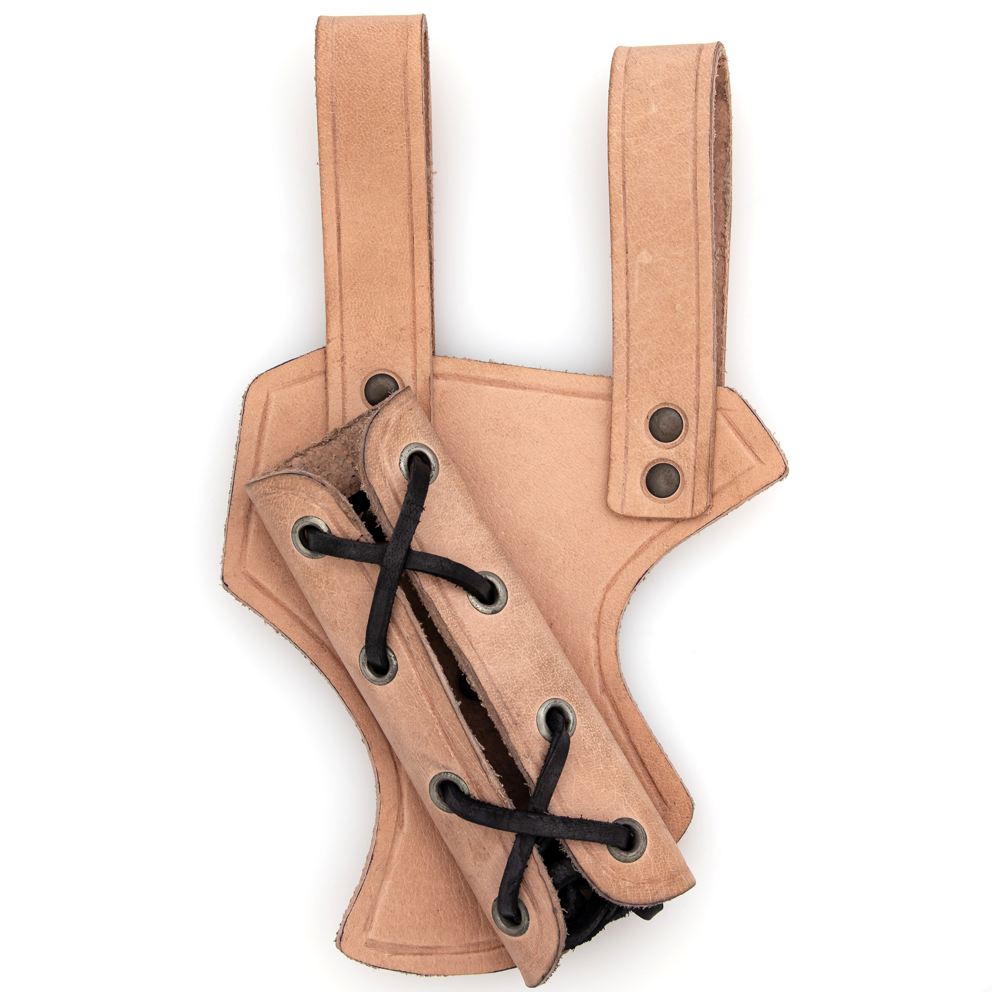 Right-Handed Medieval Hawk Wood Leather Sword Dagger Weapon Frog COSTUME Accessory | Natural Tan