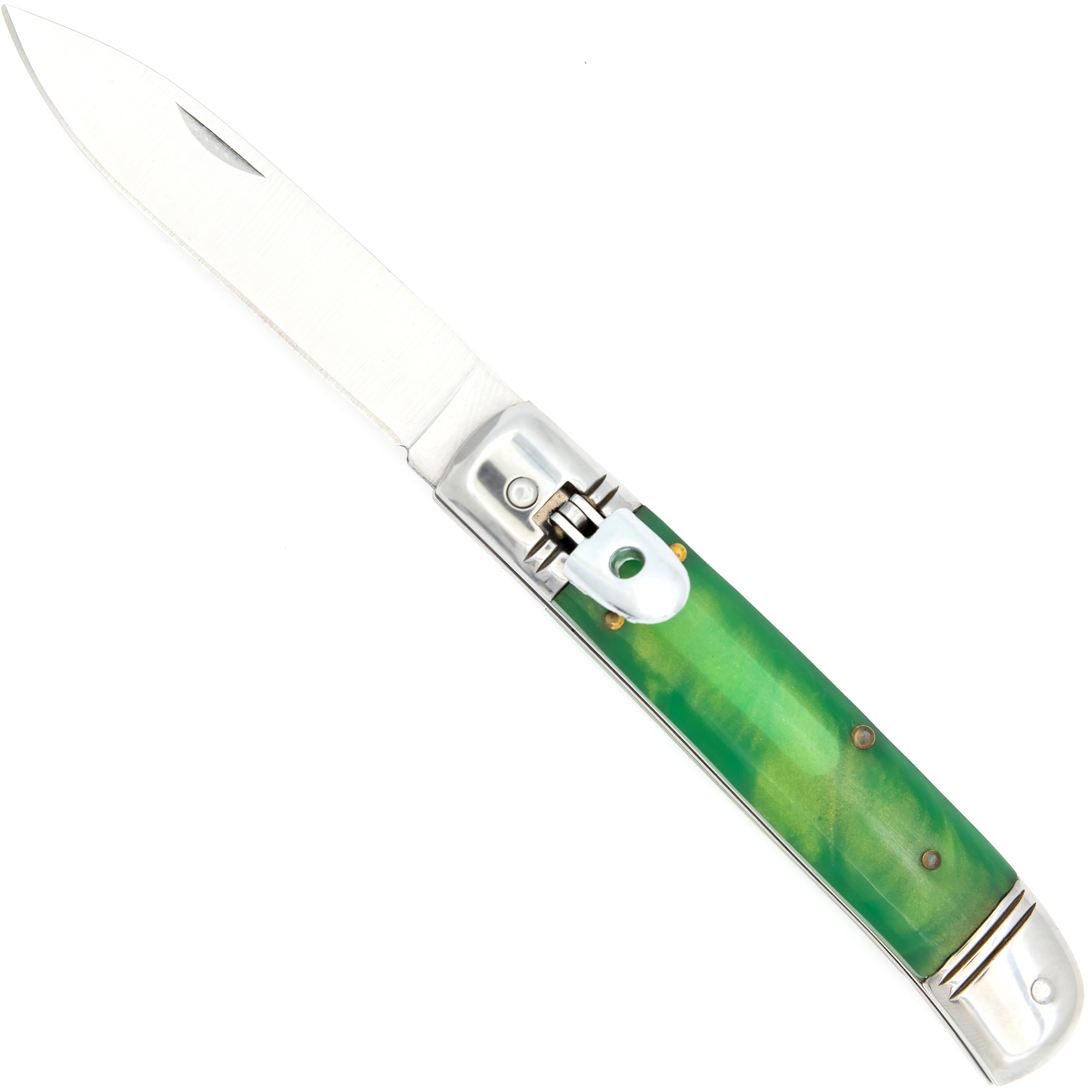 Automatic Volatile Toxin Lever Lock Knife with Translucent Green Handle