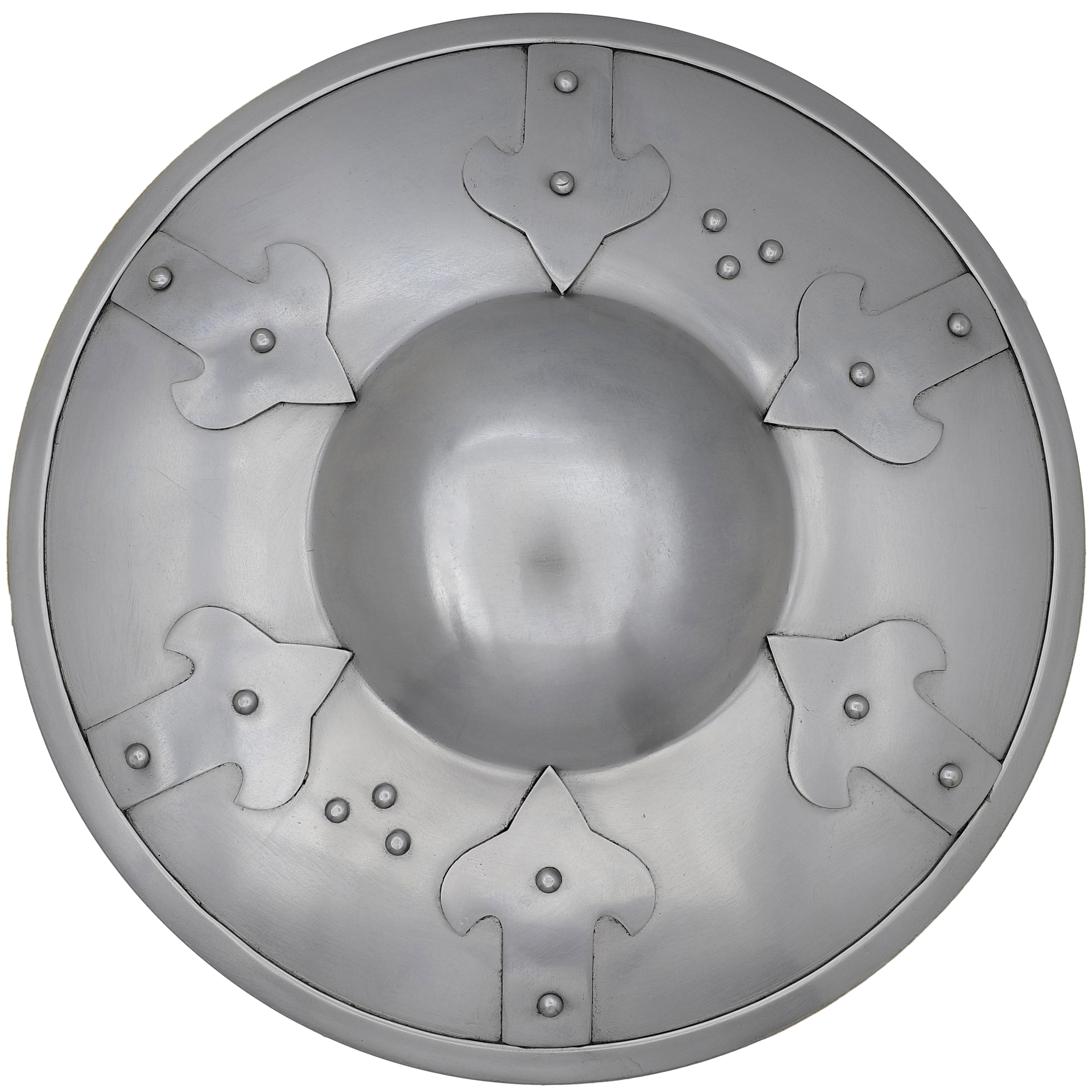 Point to SUN Medieval Buckler Shield | 16G Steel Round Single Hand Carry Polished Finish Renaissance