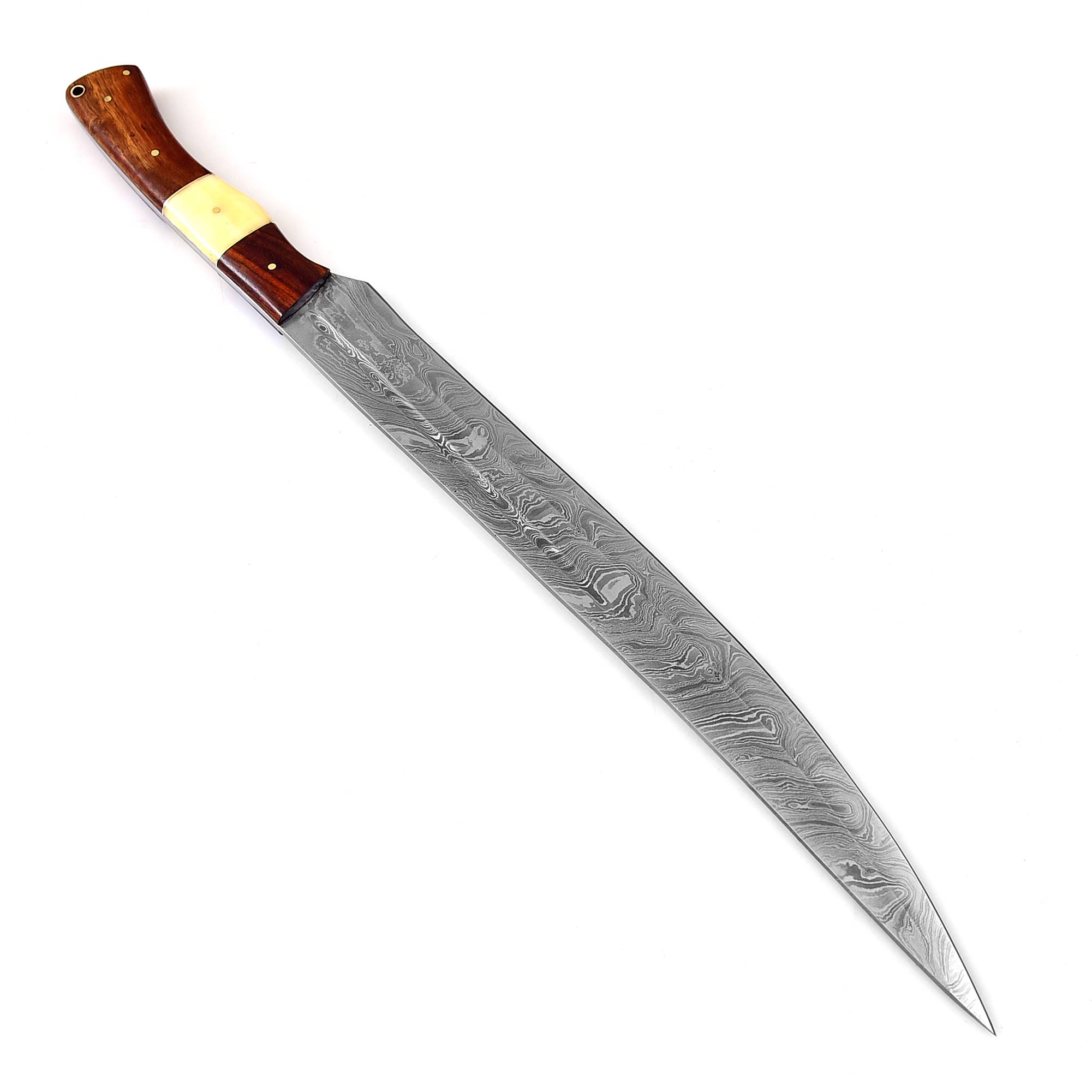 Damascus Steel Full Tang Germanic Style Single-Edged Long SWORD W/ Sheath
