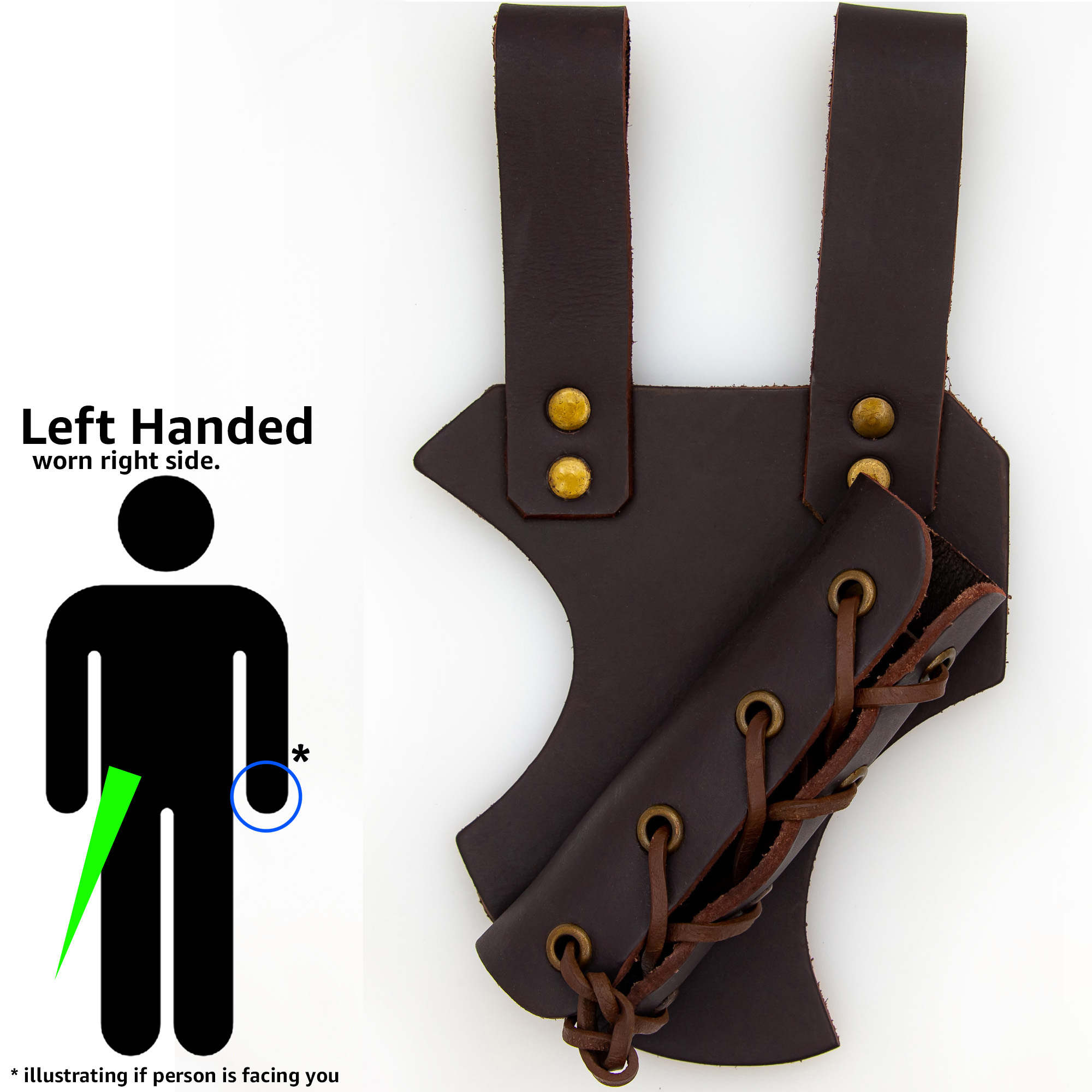 Left-Handed Nottingham UNIVERSAL Genuine Leather Dagger Sword Frog | Brown