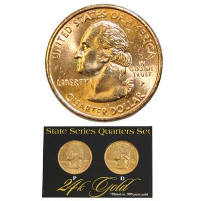 24K GOLD Plated Mint Connecticut State Quarter Set