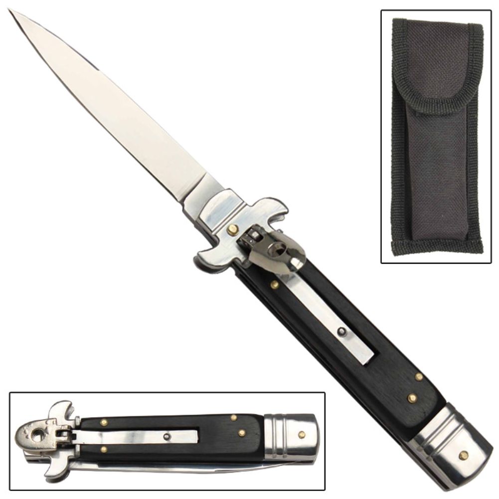 Automatic Stiletto SATIN Silver Knife
