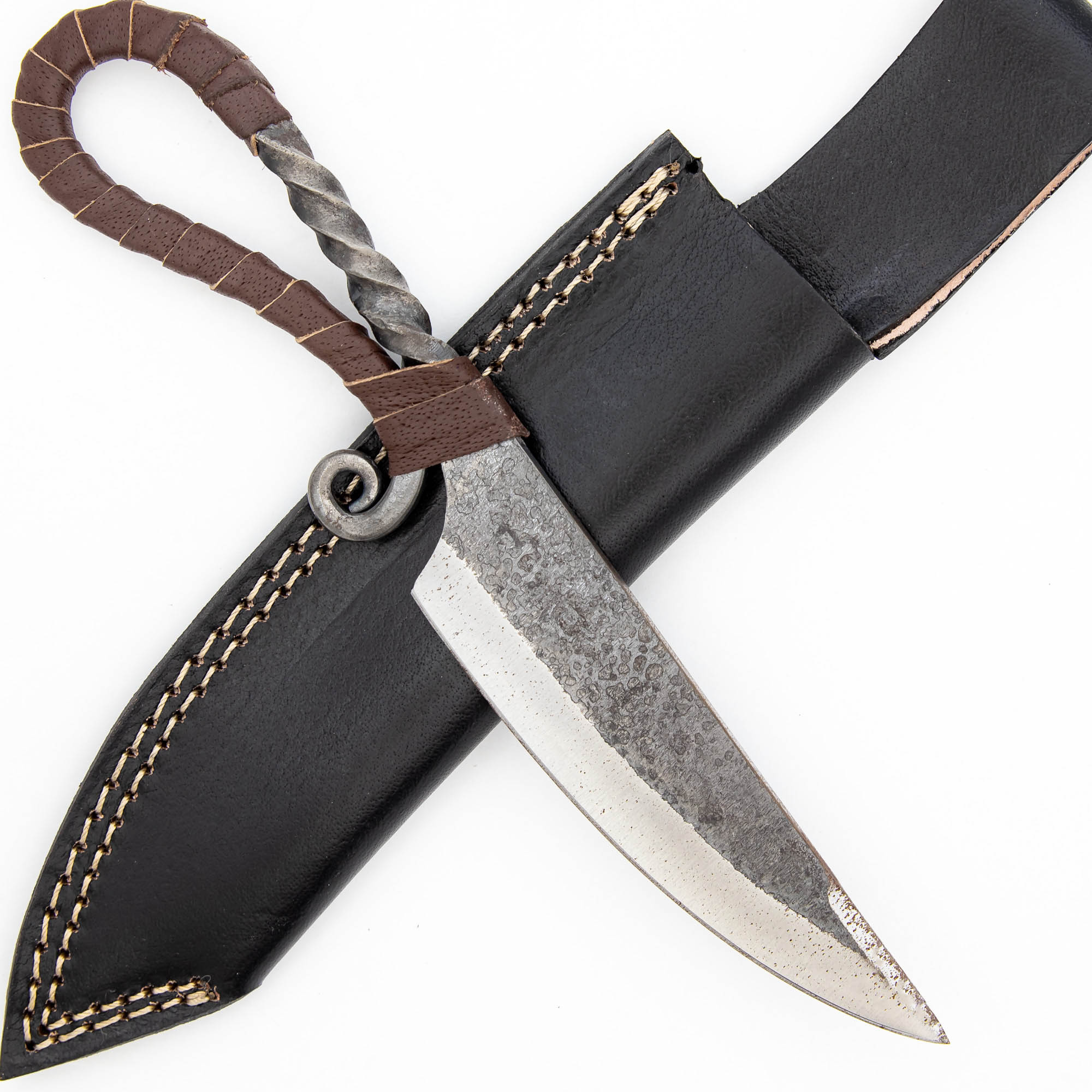 Choice Cut Medieval Functional Antique Finish Kitchen Camping Indoor Outdoor Knife w/ Brown Leather 
